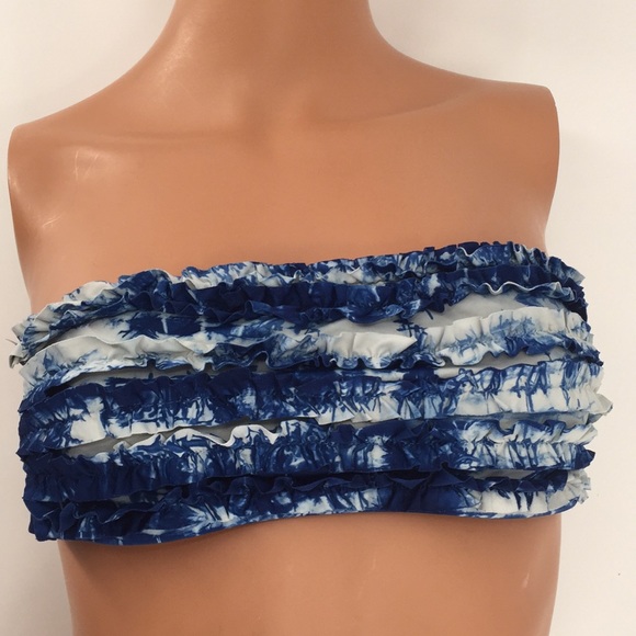 Lucky Brand Other - Tie Dye Ruffle Bandeau Bikini Top Strapless Sm
